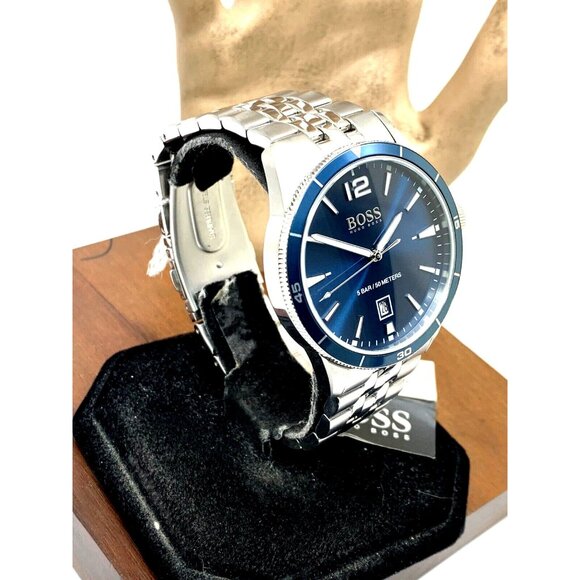 Hugo Boss Men's Watch 1513902 Quartz Blue Dial Date Silver Stainless Steel 42mm - Picture 14 of 14